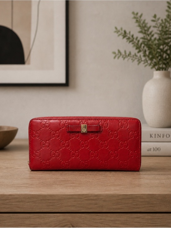 Gucci Handbags - 🌹Gucci Microguccissima Red Embossed Signature Zip Wallet with Gold-Tone Accent